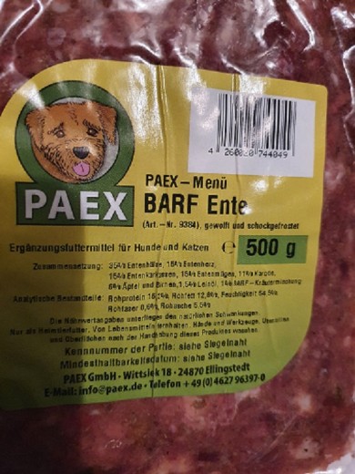PAEX-Menü Barf Ente 500g PAEX-Menü Barf Ente 500g