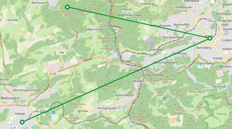 Karte der Liefertour Liefertour Märkisches Sauerland: Halver, Schalksmühle, Lüdenscheid